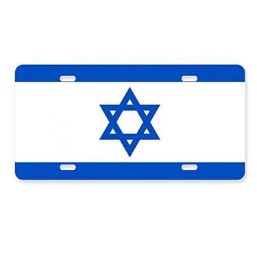 Imagem de DIYthinker Bandeira nacional de Israel, país da Ásia, placa de licença decoração de aço inoxidável para automóveis