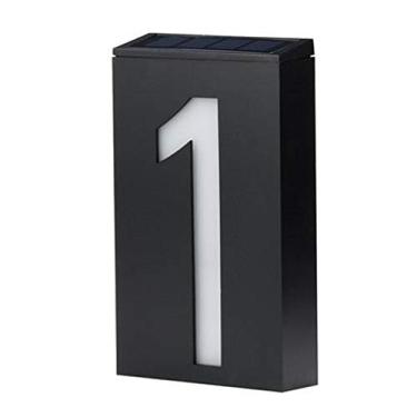 Imagem de Lâmpada de parede flutuante 3D de 17,8 cm com número de placa solar de 0 a 9 LEDs para endereço de rua, estrada, porta para casa, ao ar livre, com bateria, à prova d'água, liga automaticamente ao anoitecer