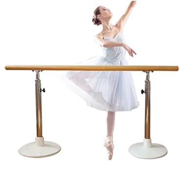 Imagem de Ballet Barre Barra de balé de aço inoxidável portátil, altura ajustável, cabo de madeira maciça, adequado para pólo de pilates/dança/exercício (Size : 2M/6.6FT)