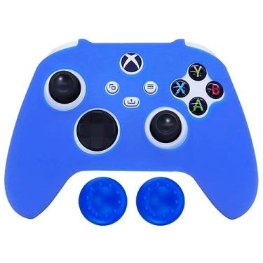Imagem de Capa Capinha Case Skin Compatível com Controle Joystick do Xbox Series S X Protetora Anti Impacto Queda Silicone Alta Proteção (Azul)