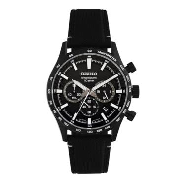 Imagem de SEIKO Relógio analógico masculino de quartzo com pulseira de nylon SSB417P1, preto, pulseira, Preto, alça