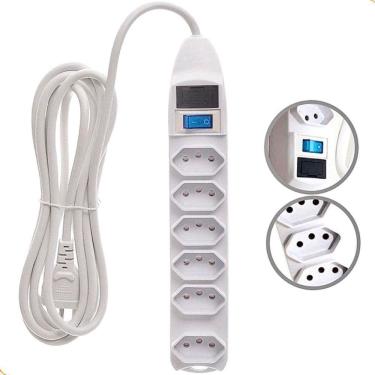 Imagem de Extensão 6 Tomadas Tripolar NBR-14136 127V/220V 1,5m