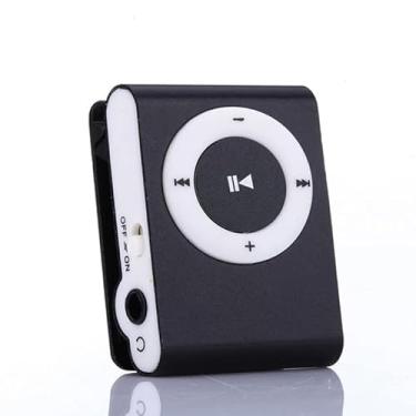 Imagem de MP3 leitor de música portátil Mini MP3 reprodutor de clipe traseiro durável com cartão de memória e cabo (preto)