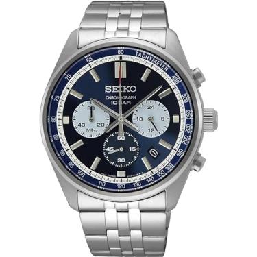 Imagem de SEIKO Relógio masculino cronógrafo de quartzo com mostrador azul SSB427P1
