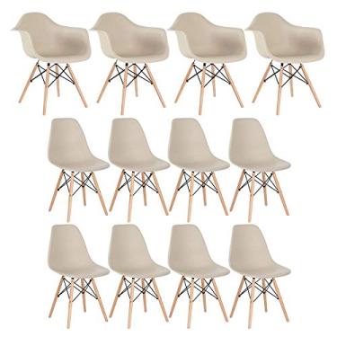 Imagem de Loft7, Conjunto 4 x cadeiras Eames DAW com braços + 8 cadeiras Eiffel DSW - Nude