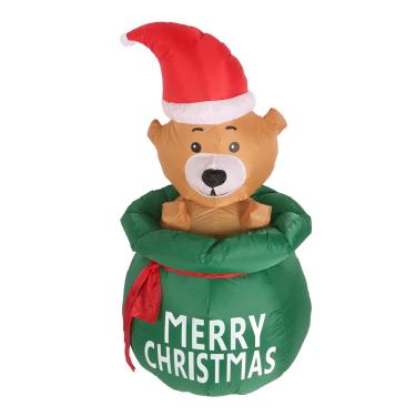 Imagem de Urso Inflável de Natal, Urso de Natal Resistente às Intempéries da Luz LED Explode Decorações Ao Ar Livre para Quintal (Plugue dos EUA)