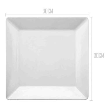 Imagem de Prato Raso branco Quadrado Melamina Pequeno 20cm Restaurante