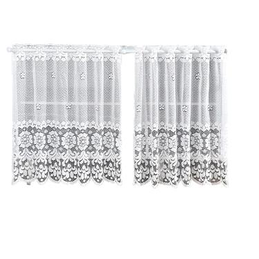 Imagem de Cortina Pia Renda Cozinha Branco Lisa Floral 1,60X0,80 Alt