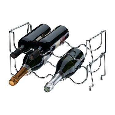 Imagem de Mini Adega Empilhável Cromada Dupla 8 Garrafas vinho Future