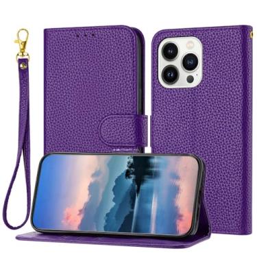 Imagem de Porta-cartões de couro magnético Waller Case para Samsung Galaxy A50 A70 A40 A30 A20s A10e A7 2018 M54 M14 M53 M33 Flip Litchi Cover, roxo escuro, para Galaxy M52 5G