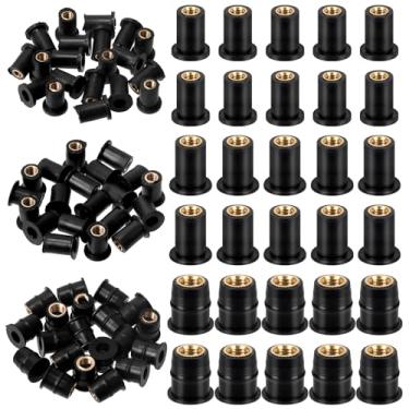 Imagem de Swpeet Kit de porcas de poço de borracha preta M6 de 20 peças, porcas de fixação de carenagem de para-brisa, fixadores universais de motocicleta e porcas de latão de expansão de neoprene, ideais para