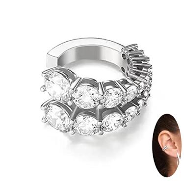 Imagem de Brincos de orelha para mulheres, argola de zircônia cúbica para mulheres, piercing de orelha falso, sem piercing para mulheres, Zinco, Zircônia cúbica