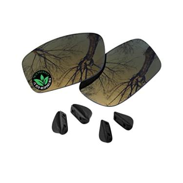 Imagem de Raydi Lentes de reposição de policarbonato e protetores de nariz para óculos de sol retangulares Oakley Fives Squared - Bronze Dourado espelhado - Polarizado