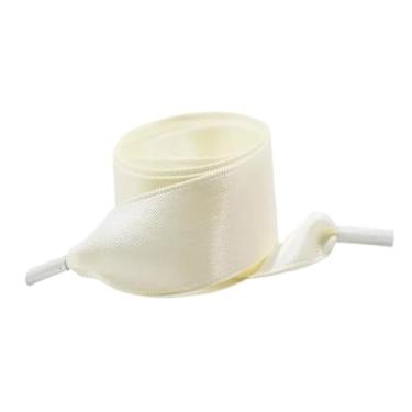 Imagem de Silk Satin Ribbon Shoelaces Width Flat Shoelace Boots Sneakers Colourful Laces For Shoes Accesories (Color : Beige, Size : 80cm)