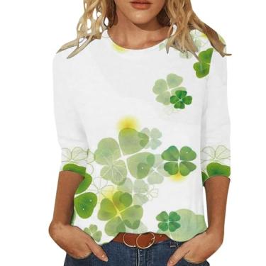 Imagem de Camiseta feminina de São Patrício Shamrock Lucky camisetas túnica verde festival irlandês, Verde, 3G