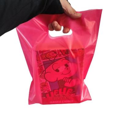 Imagem de 100 SACOLAS PLASTICA BOCA DE PALHAÇO 30X40X0,08 TRANSPARENTE 1°LINHA (VERMELHA)