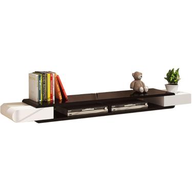 Imagem de Armário flutuante do suporte da tevê, console fixado na parede da tevê, unidade moderna do console da tevê para a sala de estar, quarto com prateleira de armazenamento aberta, b, 90cm