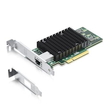 Imagem de Placa de rede H!Fiber 10Gb RJ45 PCI-E NIC, compare com Intel X540-T1, com chip Intel X540-BT2, portas RJ45 únicas, PCI Express X8, adaptador de rede convergente Ethernet compatível com Windows/Linux