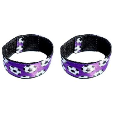 Imagem de Scrunchies de manga de futebol (par) roxo, suportes de manga de futebol, gravatas de manga de futebol, flexores