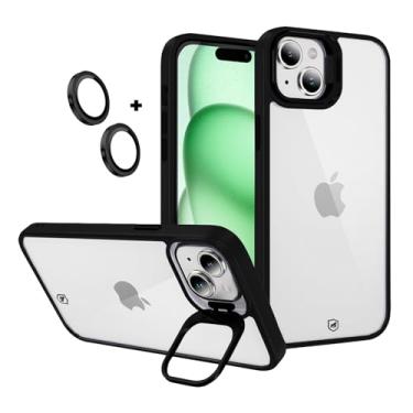 Imagem de Gshield Capa Case Capinha Gravity em Policarbonato com Protetores de Lente e Alça Kick Stand para (Preta, iPhone 15 Plus)