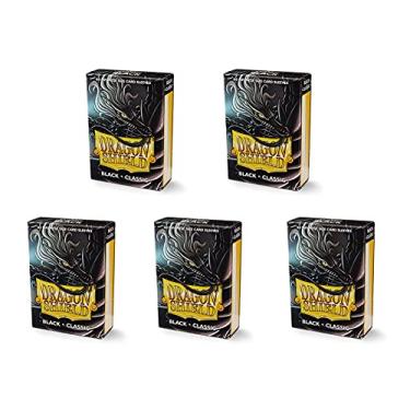 Imagem de 5 Packs Dragon Shield Classic Mini Japanese Black 60 ct Card Sleeves Value Bundle!