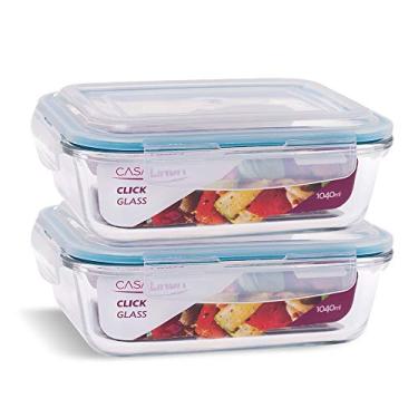 Imagem de Conjunto 2 Potes Vidro 1040ml Marmita Mantimentos Hermetico