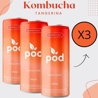 Imagem de 3x Kombucha Sabor Tangerina Lata 310ml Pod Kombucha