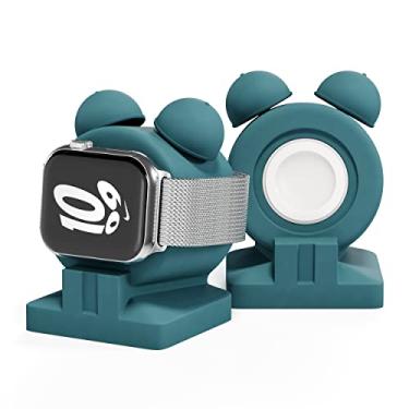 Imagem de VallexMall Suporte para Apple Watch Série Ultra 8/7/6/Se/5/4/3/2/1 Suporte de silicone para Apple Watch suporta suporte de suporte de base de carregamento no modo de mesa de cabeceira [carregador não incluído]