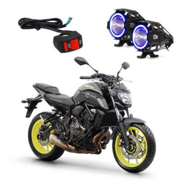 Imagem de Par Farol de Milha Angel Eye U7 Azul para Moto Yamaha XJ6  2015 2016 2