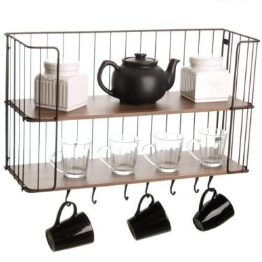 Imagem de Prateleira Country Dupla com Ganchos - Metaltru