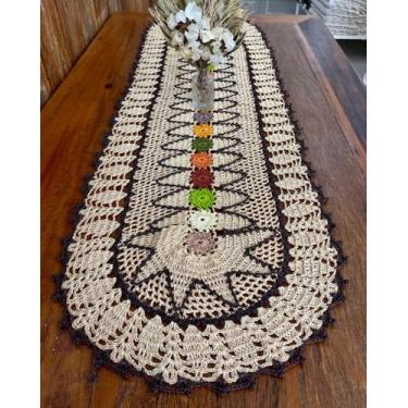 Imagem de Caminho De Mesa 1,30mx40cm Oval Tons De Inverno Artesanal - Maria Croc