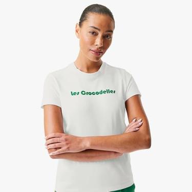 Imagem de Lacoste Camiseta feminina de jérsei, Farinha/Foguete, 34