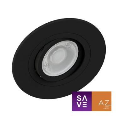 Imagem de Spot Embutir Redondo Face Plana Dicroica Mr16 Preto - Save Energy