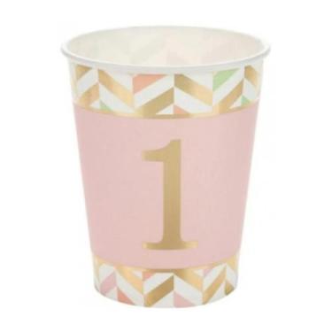 Imagem de Kit de Copos Elegance Número 1 rosa 270ml - genérica