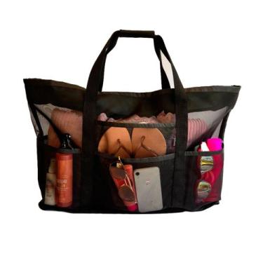 Imagem de Bolsa De Praia Piscina Passeio Grande Para Brinquedo Toalha Cor Preto 
