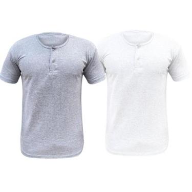 Imagem de Kit 2 Camiseta Henley Masculina Camisa Botões Gola Portuguesa Premium 