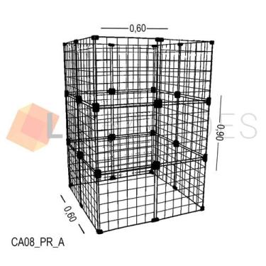 Imagem de Cercadinho Aramado Preto Para Pet - 0,60 X 0,90 X 0,60m - LM Balcoes