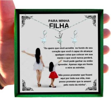 Imagem de Colar Bailarina Conjunto Pingente Brincos Prata 925 Presente Aniversár