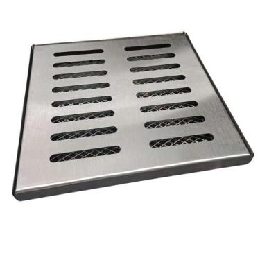 Imagem de Ralo Quadrado Grelha Inox 20x20 com Tela e Aro - Ficone & Reis 