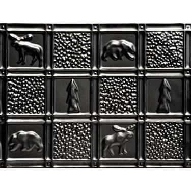 Imagem de Shanko SKPC612-bk-24X16-N-12 Gwen's Cabin Azulejo de teto de estanho de prego de metal estampado (48 pés quadrados), preto, pacote com 12