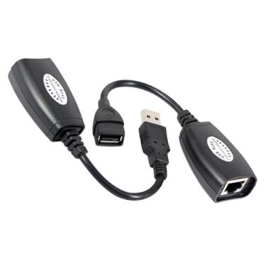 Imagem de Extensor USB sobre RJ45 Cat 6/5/5e, divisor Ethernet para extensão USB de até 50 m, compatível com computadores, telefones, mouses, teclados, discos, impressoras, câmeras