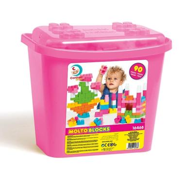 Imagem de Caixa Blocos de Montar - Molto Blocks - 90 Peças - Rosa - Cardoso