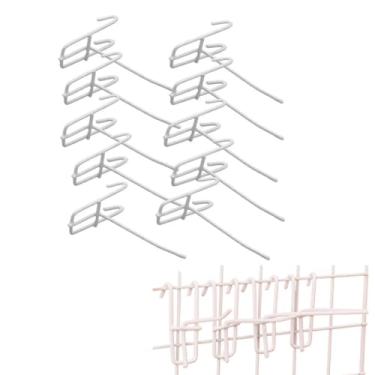 Imagem de GUEDKIKL 10 ganchos de prateleira para placa de estacas, gancho de placa de rede de metal removível, cabides de painel de malha reutilizáveis para supermercado, joias de supermercado, gancho de