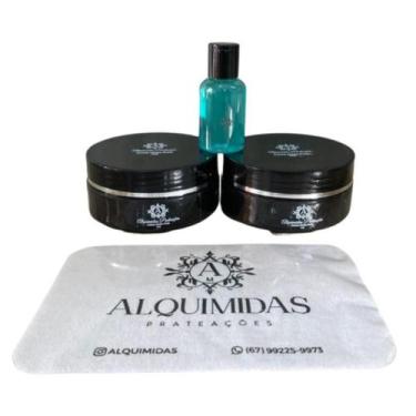 Imagem de Kit 2 Cremes Limpa Prata + Flanela Mágica + Espumador - Alquimidas Pra