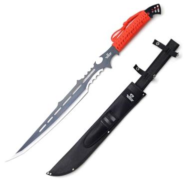Imagem de Snake Eye Tactical Conjunto de espada Ninja e faca Kunai/arremesso com bainha (vermelho)