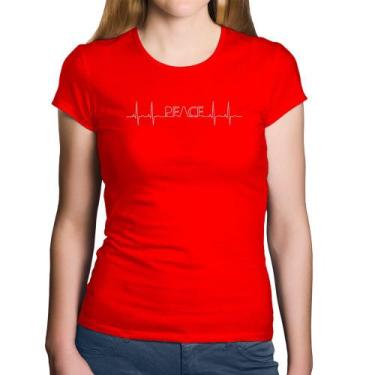 Imagem de Baby Look Algodão Batimentos Peace - Foca na Moda, Vermelho, GG