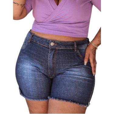 Imagem de Shorts Jeans Feminino com Lycra Desfiado Plus Size 48 ao 54 - Muzzarra