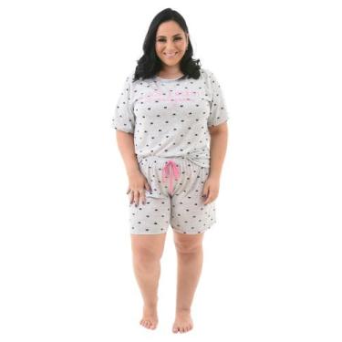Imagem de Pijama Plus Size Feminino Baby Doll Manga Curta Confortável - Prikéta 