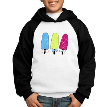 Imagem de Moletom Infantil Colorfull Icecreams - Foca na Moda, Branco, Preto, 10