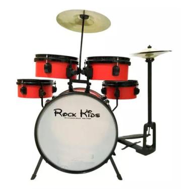 Imagem de Bateria musical de brinquedo RMV Rock Kids vermelho